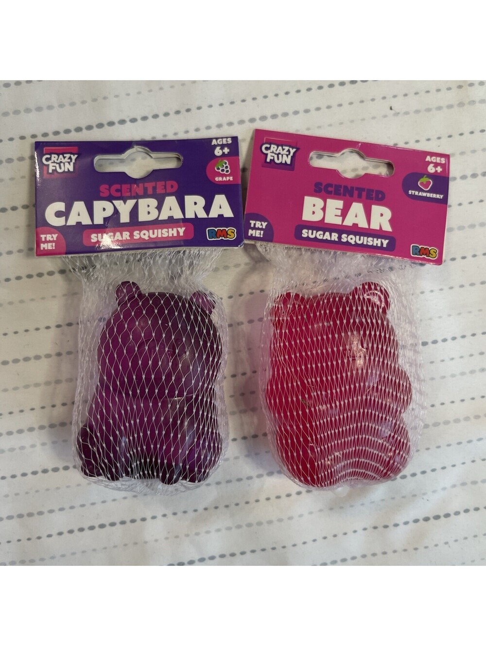 Crazy Fun RMS Strawberry & Grape Scented Capybara Sugar Squishy NEW 2-pack